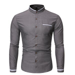 Pollogie™ Casual Mandarin Collar Long Sleeve Shirt