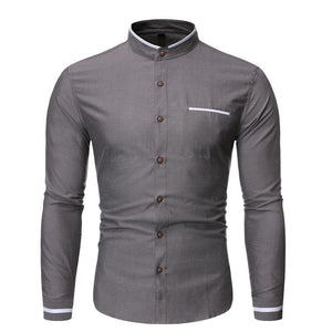 Pollogie™ Casual Mandarin Collar Long Sleeve Shirt