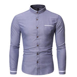 Pollogie™ Casual Mandarin Collar Long Sleeve Shirt
