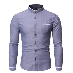 Pollogie™ Casual Mandarin Collar Long Sleeve Shirt