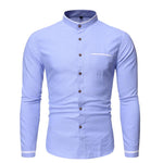 Pollogie™ Casual Mandarin Collar Long Sleeve Shirt