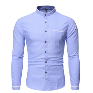 Pollogie™ Casual Mandarin Collar Long Sleeve Shirt