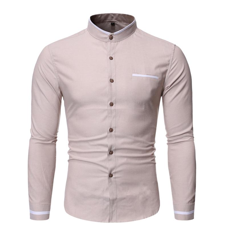 Pollogie™ Casual Mandarin Collar Long Sleeve Shirt