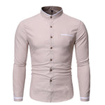 Pollogie™ Casual Mandarin Collar Long Sleeve Shirt