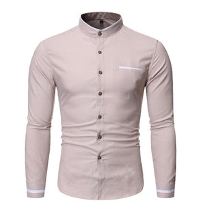 Pollogie™ Casual Mandarin Collar Long Sleeve Shirt