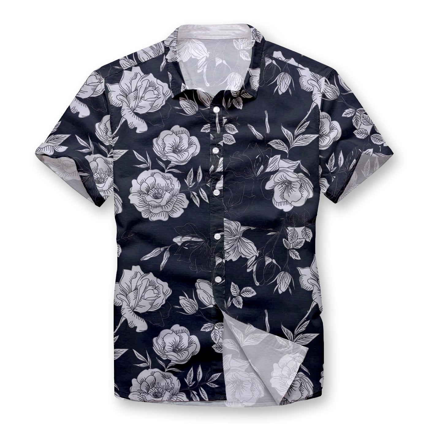 Pollogie™ Silver Flowers Button Shirt