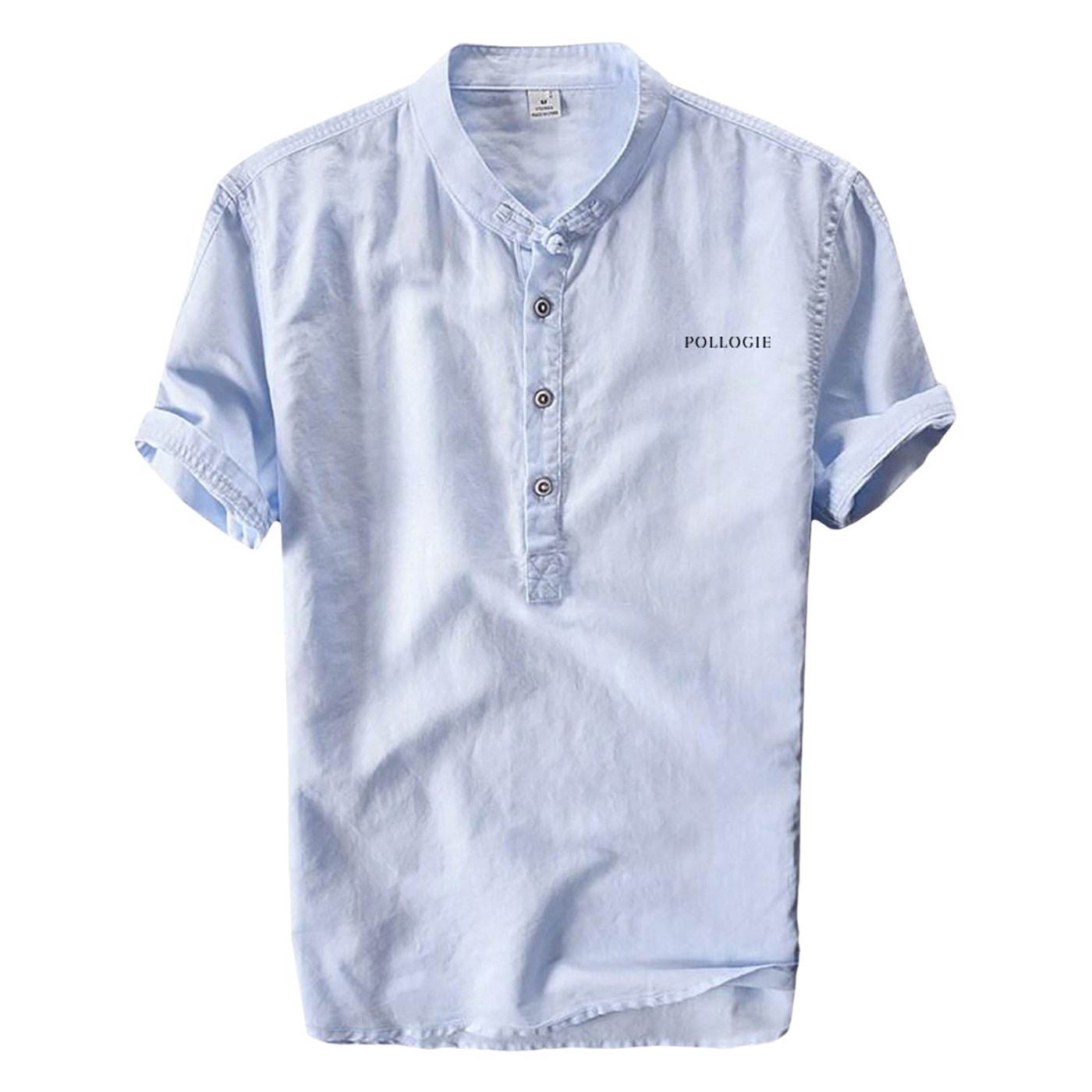 Pollogie™ Embroidered Logo Short Sleeve Mandarin Collar Shirt