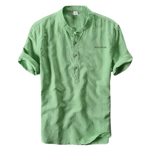 Pollogie™ Embroidered Logo Short Sleeve Mandarin Collar Shirt