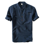 Pollogie™ Embroidered Logo Short Sleeve Mandarin Collar Shirt