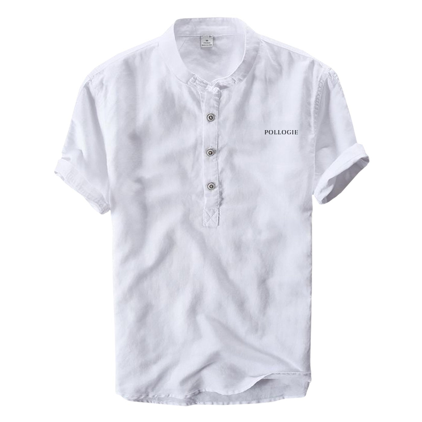 Pollogie™ Embroidered Logo Short Sleeve Mandarin Collar Shirt