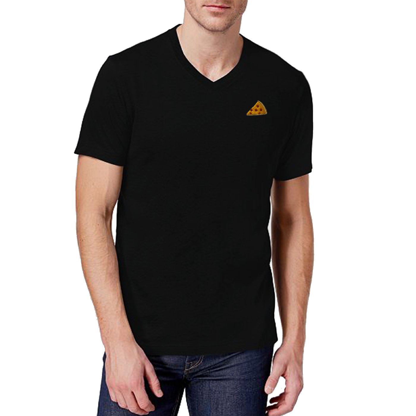Pollogie™ Pizza Embroidered V-Neck T-Shirt