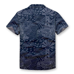 Pollogie™ Lighthouse Sketch Button Shirt