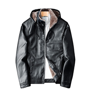 Pollogie™ Hooded Warm Leather Jacket