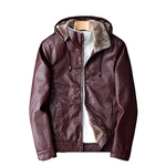 Pollogie™ Hooded Warm Leather Jacket