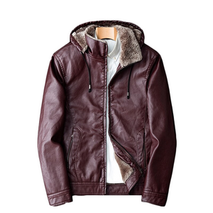 Pollogie™ Hooded Warm Leather Jacket