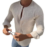 Pollogie™Mandarin Collar Long Sleeve Button Shirt