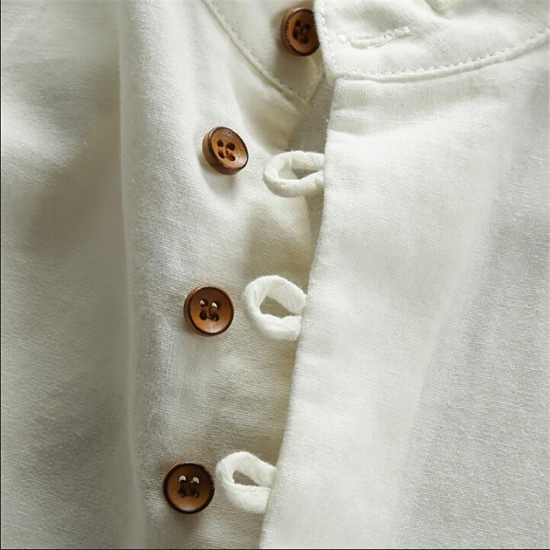 Pollogie™ Long Sleeve Mandarin Collar Cotton Shirt