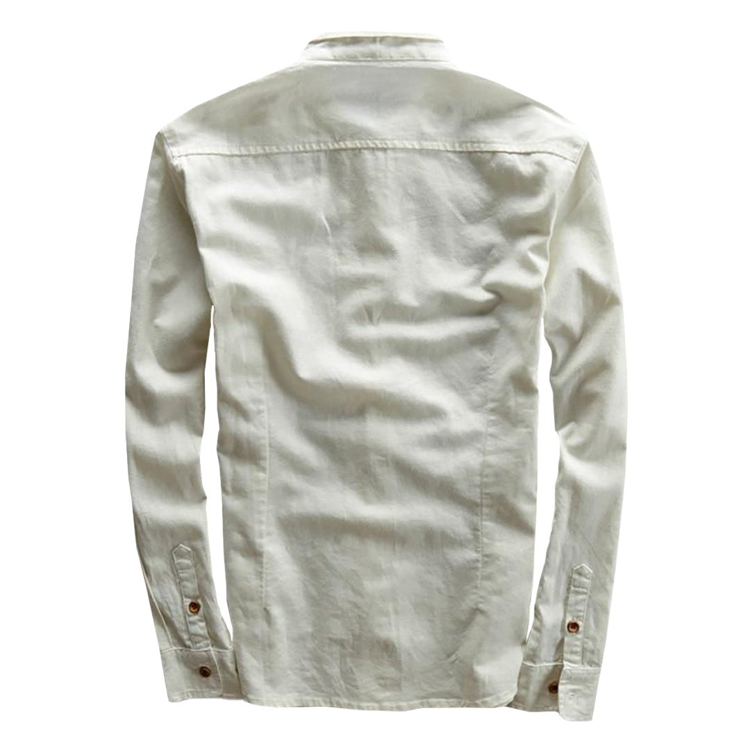 Pollogie™ Long Sleeve Mandarin Collar Cotton Shirt
